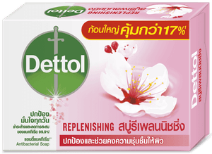 เดทตอล สบู่ก้อนแอนตี้แบคทีเรีย สูตรรีเพลนนิชชิ่ง 100g